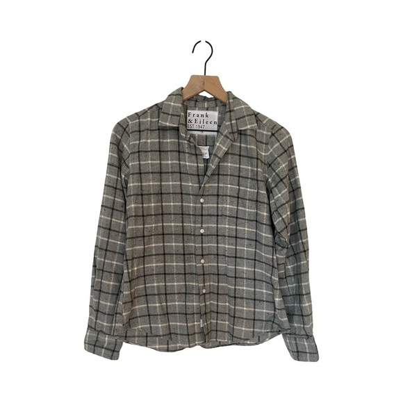 Frank & Eileen | Gray Plaid Barry Long Sleeve Flannel Size Small Quiet Luxury - Picture 2 of 10
